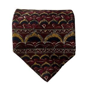 The Metropolitan Museum of Art Burgundy Yellow Navy Damask Ornate Silk Tie